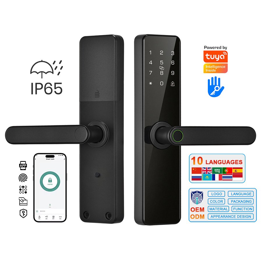 H2 CAIYI YiTechE WiFi Tuya App Home Electronic Digital Password Biometric Fingerprint Smart Door Locks with Handle Fit Various Lock Mortise
