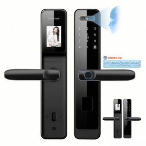 T13 CAIYI YiTechE Semi-automatic Face Recognition Fingerprint Digital Smart Door Lock with Handle and Camera and Peephole