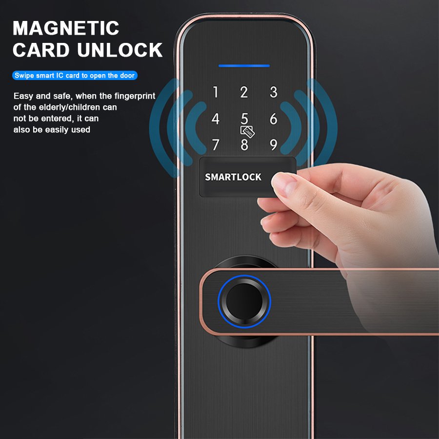H1 CAIYI YiTechE Tuya TT Digital Fingerprint Wi-fi Bedroom Wood Door Smart Lock Indoor 5050 Cylinder Locks for Interior Room Wooden Doors - 图片 4