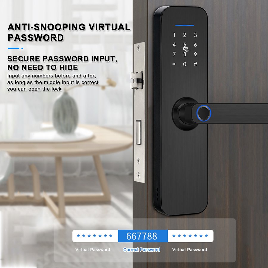 H1 CAIYI YiTechE Tuya TT Digital Fingerprint Wi-fi Bedroom Wood Door Smart Lock Indoor 5050 Cylinder Locks for Interior Room Wooden Doors - 图片 5