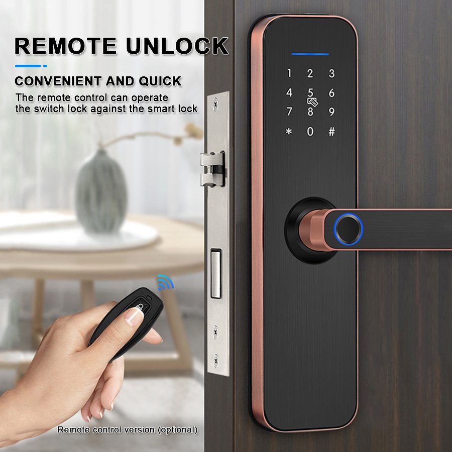 H1 CAIYI YiTechE Tuya TT Digital Fingerprint Wi-fi Bedroom Wood Door Smart Lock Indoor 5050 Cylinder Locks for Interior Room Wooden Doors - 图片 6
