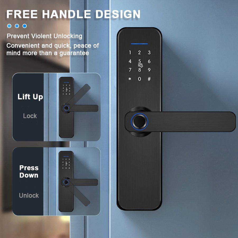 H1 CAIYI YiTechE Tuya TT Digital Fingerprint Wi-fi Bedroom Wood Door Smart Lock Indoor 5050 Cylinder Locks for Interior Room Wooden Doors - 图片 8