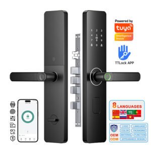 T18 CAIYI YiTechE Tuya Wifi Tuya TTlock APP Remote Control Electric TT Lock Digital Fingerprint Smart Door Handle Locks with Handle