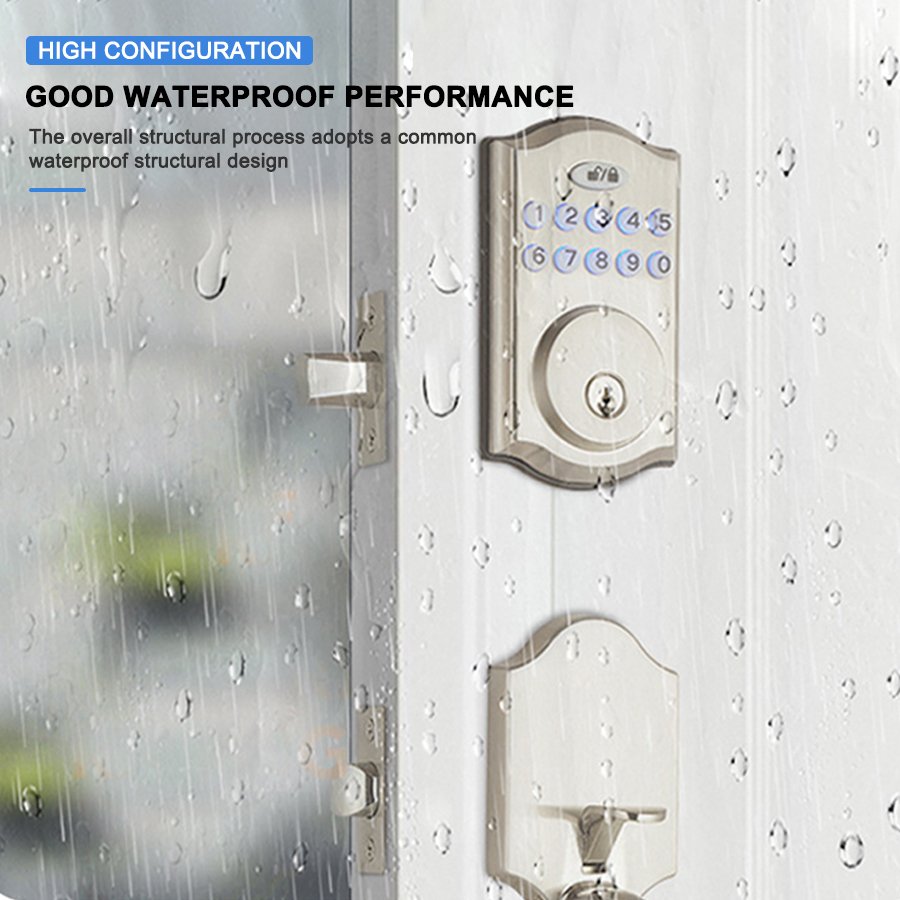 H21 CAIYI YiTechE American Type Password Deadlock Small Waterproof Tuya App Smart Digital Push Button Door Deadbolt Locks with Key - 图片 4