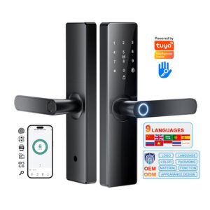 H3 CAIYI YiTechE Wifi Tuya TTLock Digital Biometric Fingerprint Interior Room Smart Wood Door Handle Lock for Bedroom Indoor