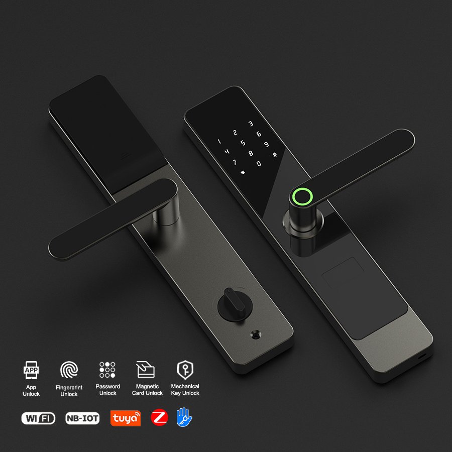 A1 CAIYI YiTechE Zigbee WiFi TTlock Tuya App Keyless Digital Fingerprint Smart Front Door TT Handle Lock with 6068 Mortise - 图片 5