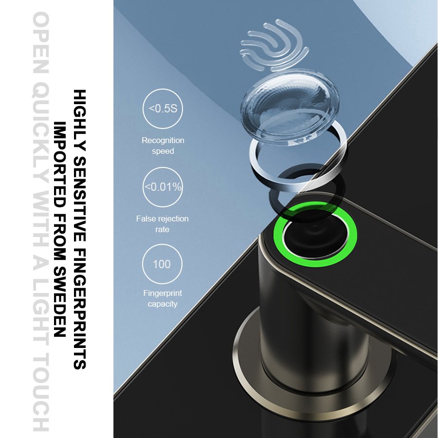 A1 CAIYI YiTechE Zigbee WiFi TTlock Tuya App Keyless Digital Fingerprint Smart Front Door TT Handle Lock with 6068 Mortise - 图片 7