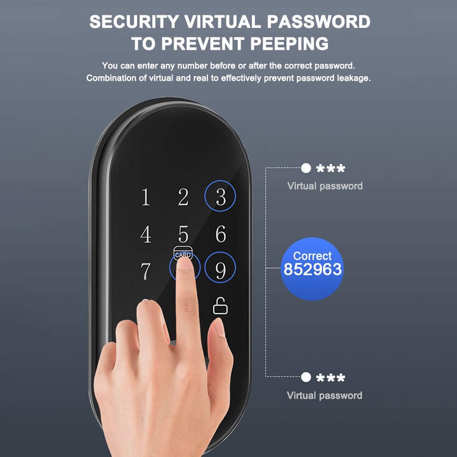 H5B CAIYI YiTechE Waterproof Tuya Small Digital Fingerprint Deadbolt Smart Door Lock with Card - 图片 5