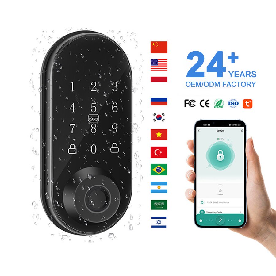 H5B CAIYI YiTechE Waterproof Tuya Small Digital Fingerprint Deadbolt Smart Door Lock with Card