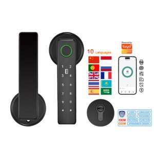 H406 CAIYI YiTechE Fit Any Lock Mortise WiFi Tuya App Multinational Languages Password Card Fingerprint Keyless Smart Door Handle Lock