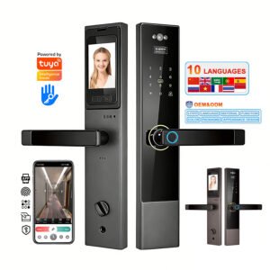 P30 CAIYI YiTechE Tuya App Camera Gate Lock Wifi Electronic Remote Control Digital and Fingerprint Smart Door Handle Locks with Camera Cat Eye