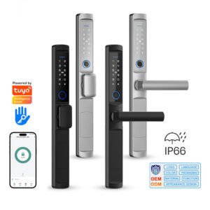 HD05 CAIYI YiTechE IP66 Waterproof Outdoor Zinc alloy Tuya TTlock Biometric Fingerprint Digital Electronic Smart Aluminum Frame Door Lock for Aluminium Gate