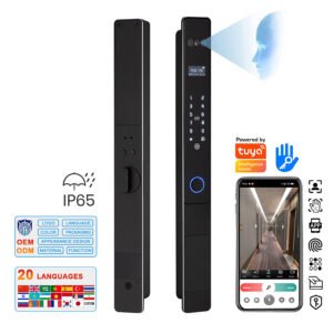 HD09 CAIYI YiTechE CNC 3D Face Recognition Palm Vein WiFi Tuya IP65 Outdoor Waterproof Smart Slim Aluminum Frame Glass Door Lock for Aluminum Door