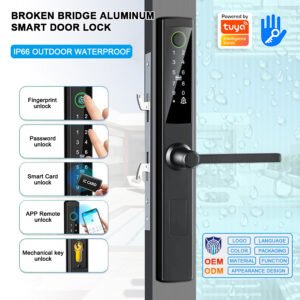 HD04 CAIYI YiTechE IP66 Waterproof Tuya TTLock Fingerprint Digital Slim Sliding Aluminum Frame Glass Door Smart Locks for Aluminium Doors