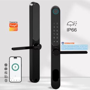 HD03 CAIYI YiTechE Waterproof Tuya App Electronic Biometric Fingerprint Digital Sim Aluminium Frame Glass Door Smart Handle Lock For Aluminum Door