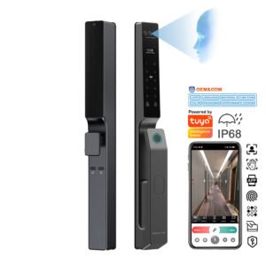 HD08 CAIYI YiTechE IP68 Outdoor Waterproof 3D Face ID Palm Vein Camera Video Call Aluminum Frame Glass Door Smart Lock for Aluminium Gate