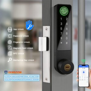KF8 CAIYI YiTechE Zinc Alloy TTLock App TT Digital Fingerprint Narrow Aluminium Frame Glass Door Smart Lock For Aluminum Door Without Drilling