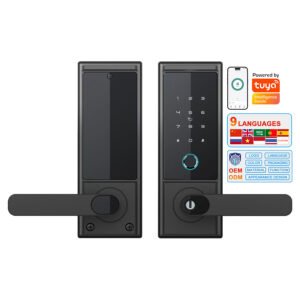 H4 CAIYI YiTechE Keyless Smart Deadbolt Lock Tuya WiFi Digital Biometric Fingerprint Electric Code Home Interior Wooden Door Small Deadlock with Handle