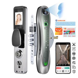 K918 CAIYI YiTechE WiFi Tuya Camera Intercom Palm Vein 3D Face ID Biometric Fingerprint Digital Smart Door Lock With 6590 Israeli Mortise