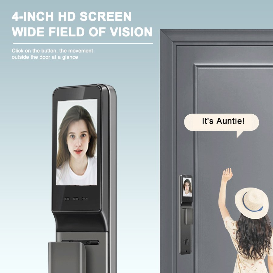 K917 CAIYI YiTechE Israel Smartlock 3D Face and Palm Vein Recognition WiFi Tuya Camera Video Intercom Digital Fingerprint Smart Door Lock with 6590 Israeli Mortise - 图片 11