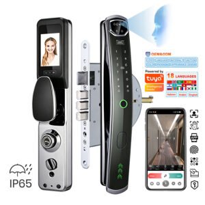 K919 CAIYI YiTechE IP65 Waterproof Electronic WiFi Tuya APP Camera Video Palm Vein 3D Face ID Fingerprint Security Door Smart Lock with 6590 Israel Mortise