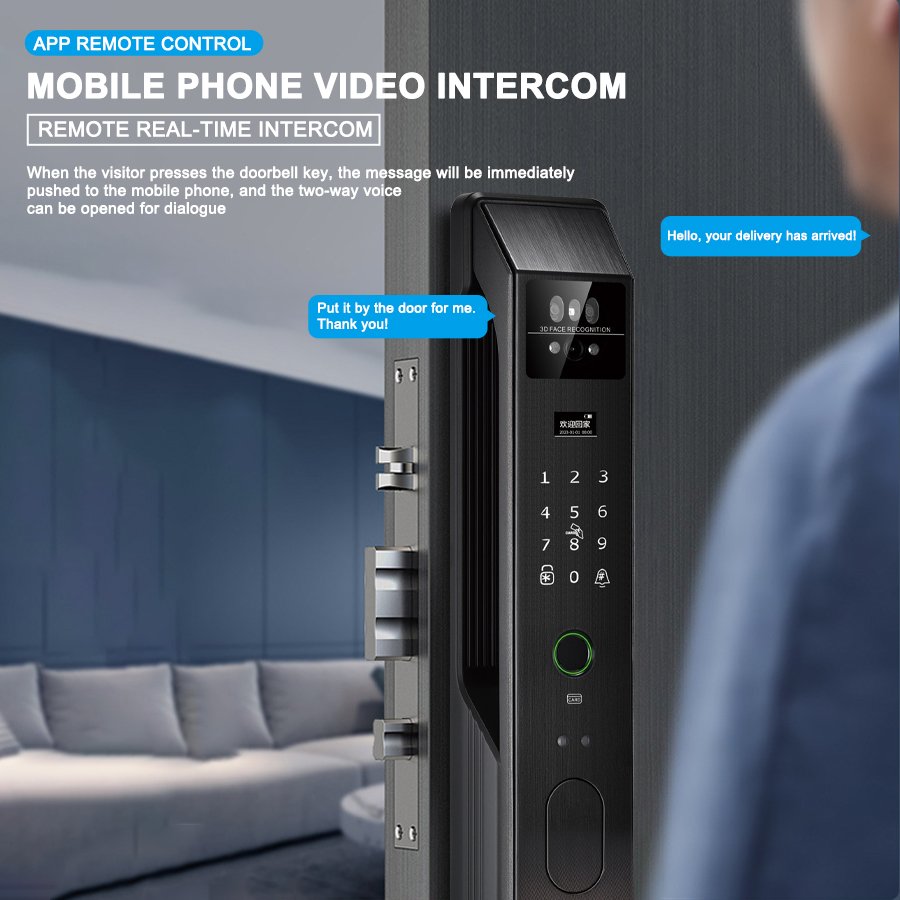 K906 CAIYI YiTechE Fully Automatic Active Video Intercom 3D Face Palm Vein Recognition Unlock Tuya APP Smart Door Locks with Camera Visual - 图片 6
