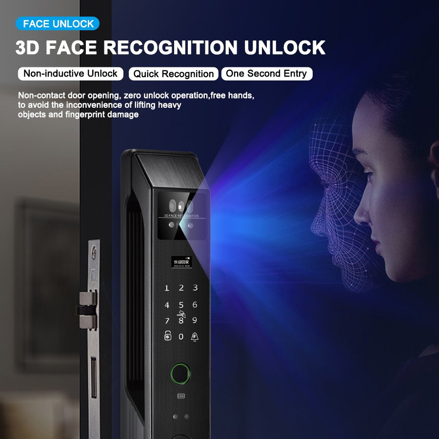 K906 CAIYI YiTechE Fully Automatic Active Video Intercom 3D Face Palm Vein Recognition Unlock Tuya APP Smart Door Locks with Camera Visual - 图片 4