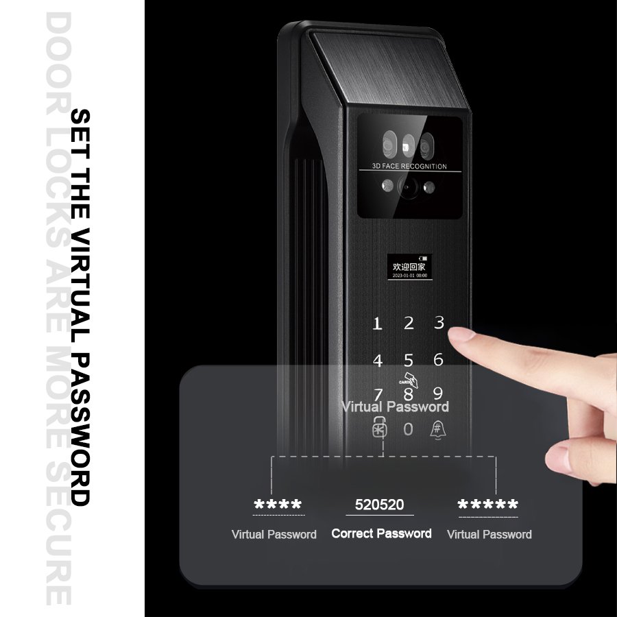 K906 CAIYI YiTechE Fully Automatic Active Video Intercom 3D Face Palm Vein Recognition Unlock Tuya APP Smart Door Locks with Camera Visual - 图片 9