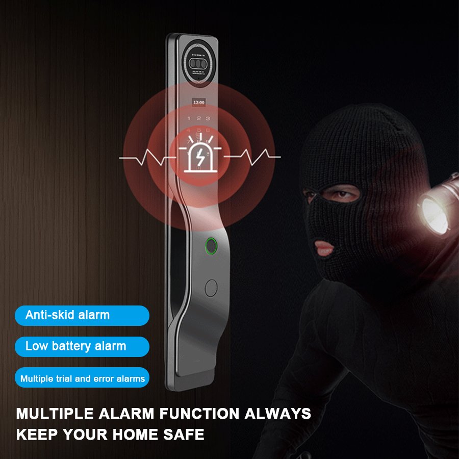 K917 CAIYI YiTechE Israel Smartlock 3D Face and Palm Vein Recognition WiFi Tuya Camera Video Intercom Digital Fingerprint Smart Door Lock with 6590 Israeli Mortise - 图片 8