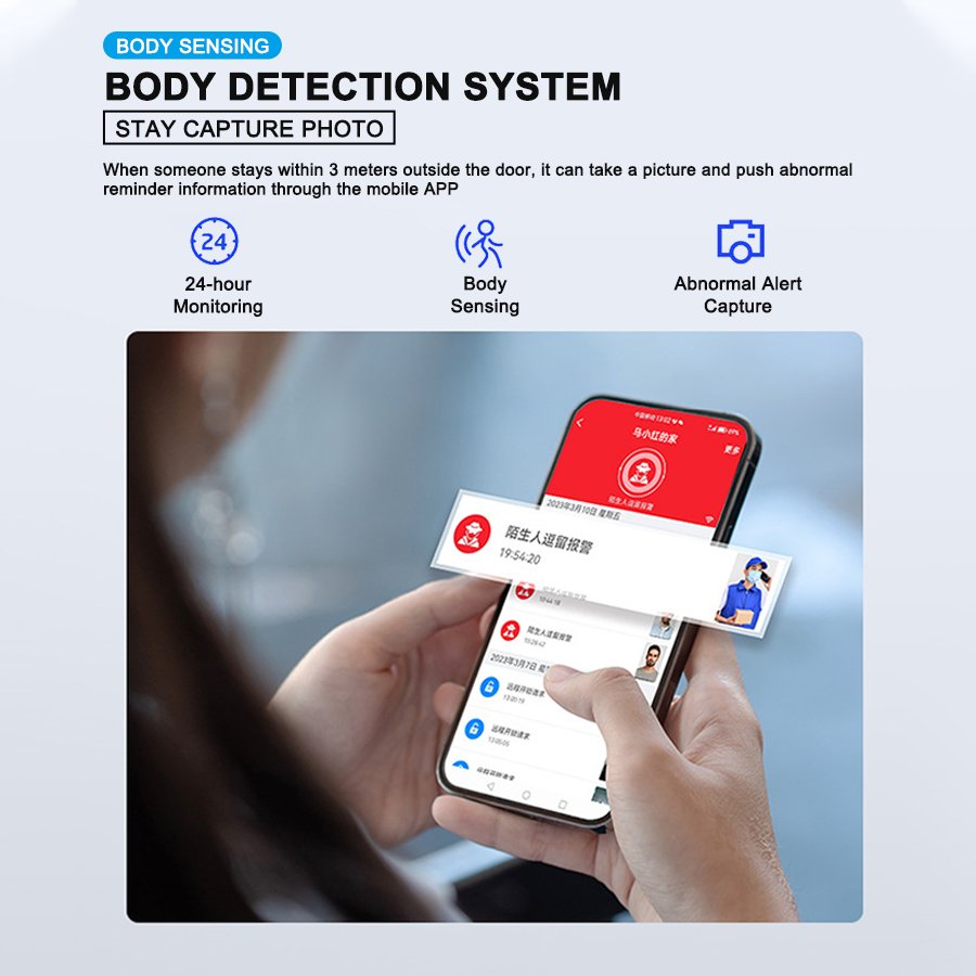 K906 CAIYI YiTechE Fully Automatic Active Video Intercom 3D Face Palm Vein Recognition Unlock Tuya APP Smart Door Locks with Camera Visual - 图片 7