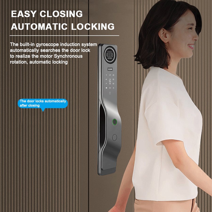 K917 CAIYI YiTechE Israel Smartlock 3D Face and Palm Vein Recognition WiFi Tuya Camera Video Intercom Digital Fingerprint Smart Door Lock with 6590 Israeli Mortise - 图片 9