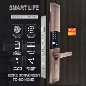 T9 CAIYI YiTechE Biometric Fingerprint Code Magnetic Card Electric Smart Gate Door Handle Locks with Automatic Sliding Cover