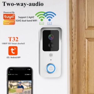 T32 CAIYI YiTechE 2.4Ghz/5Ghz Dual Band WiFi Tuya Video Doorbell Wireless Night Vision 1080P HD Audio Intercom Camera 5G Smart Door Bell for Home