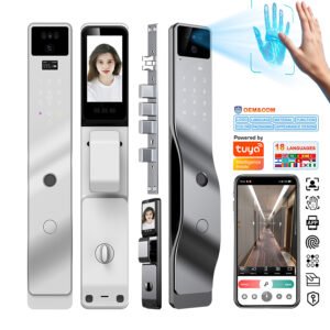 K937 CAIYI YiTechE Palm Vein Scan Smart Door Lock 3D Face Recognition WiFi Tuya Video Intercom Ivory White Sliver Grey Doorlock with Camera